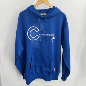 MLB Authentic Collection Hoodie Mens Large Blue Baseball Majestic Therma Base